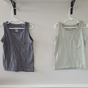 Little Bipsy Gray and Light Green Kids Tank Tops